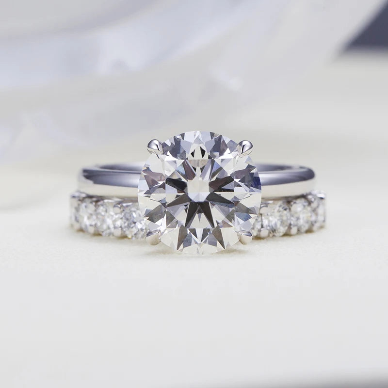MSR-1272 Couple Rings Trendy Wedding Jewelry 4.02CT E VS1 PT950 Lab Grown Diamond Couple Ring