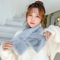 Dreams Begin Winter Imitation Rabbit Fur Thick Jacquard Curling Plus Size Women's Solid Color Scarf