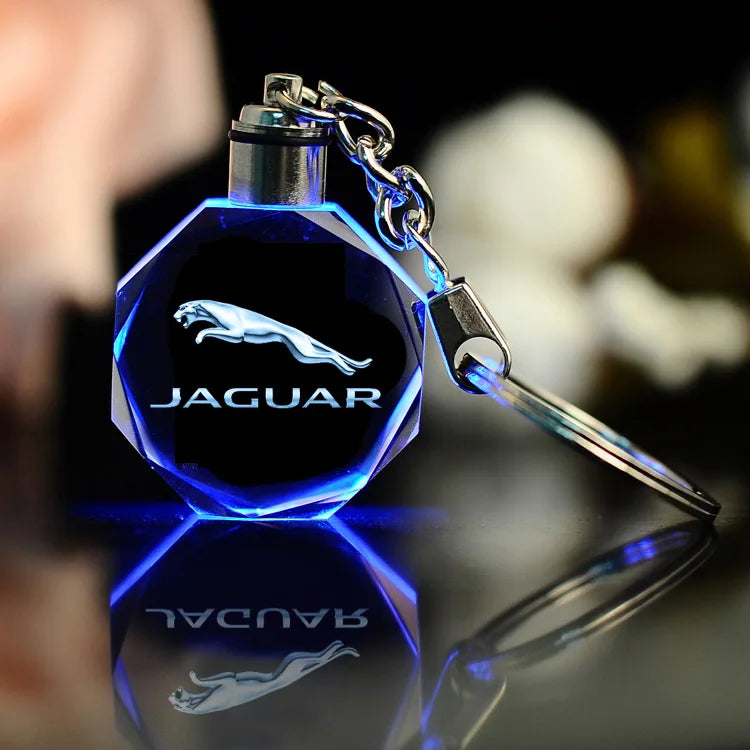 Wholesale Luxury 3D Laser Etched Wedding Favor Crystal Car Logo Keychain 30mm Carved Style