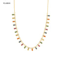 FUAMAY Luxury Jewelers Rainbow Diamond Baguette Necklace Sterling Silver Zircon Pendant Necklace for Women Jewelries
