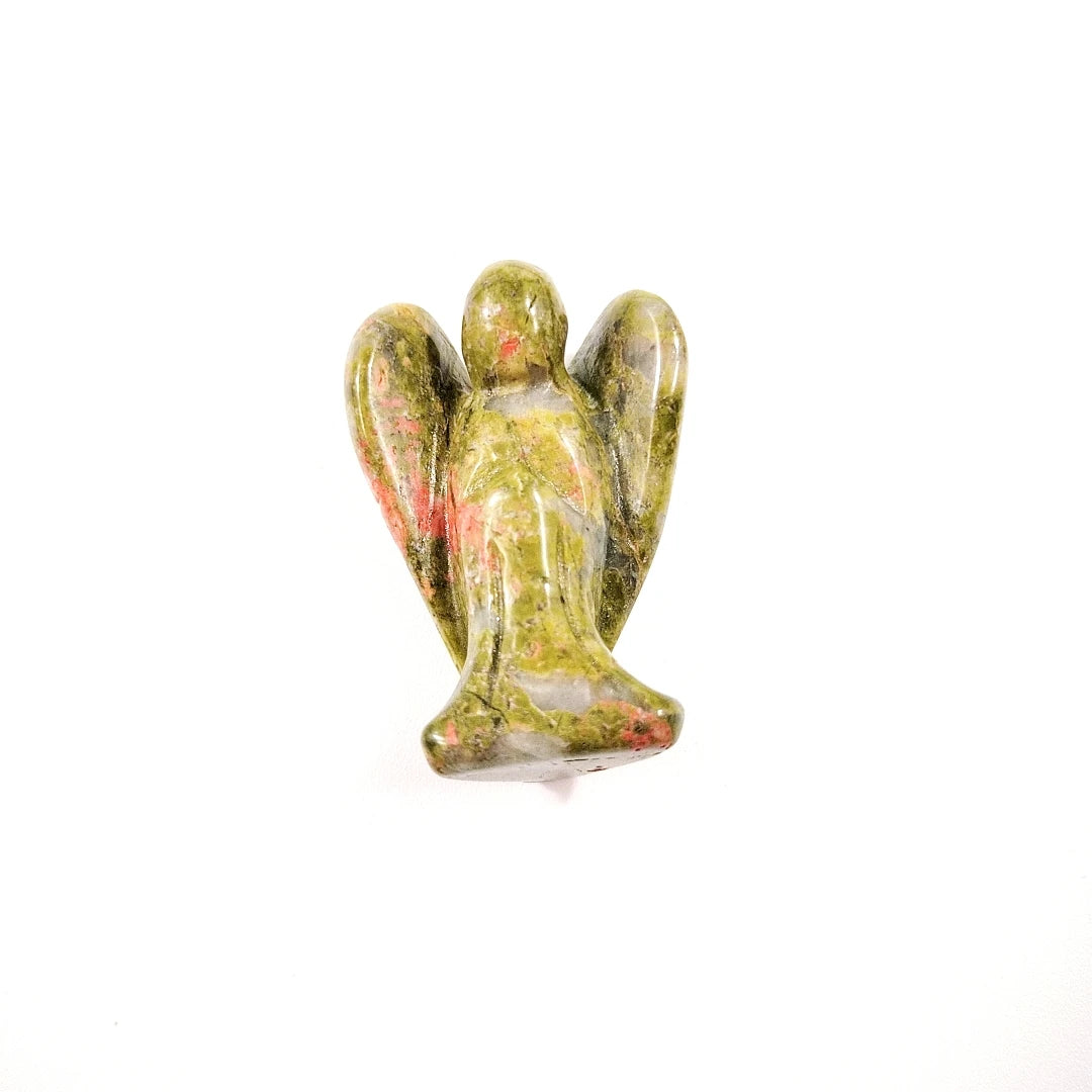 Huiying Hand Carved Small 1.5 Inch Natural Polished Unakite Guardian Angel Figurines Crafts