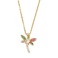 2023 Trendy Girls Bling Zircon Gold Plated Jewelry Dragonfly Pendant Necklace for Women