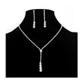 Rhinestone Bridal Jewelry Necklace Earrings Set Simple Fashion Style Wedding Bridal Necklace