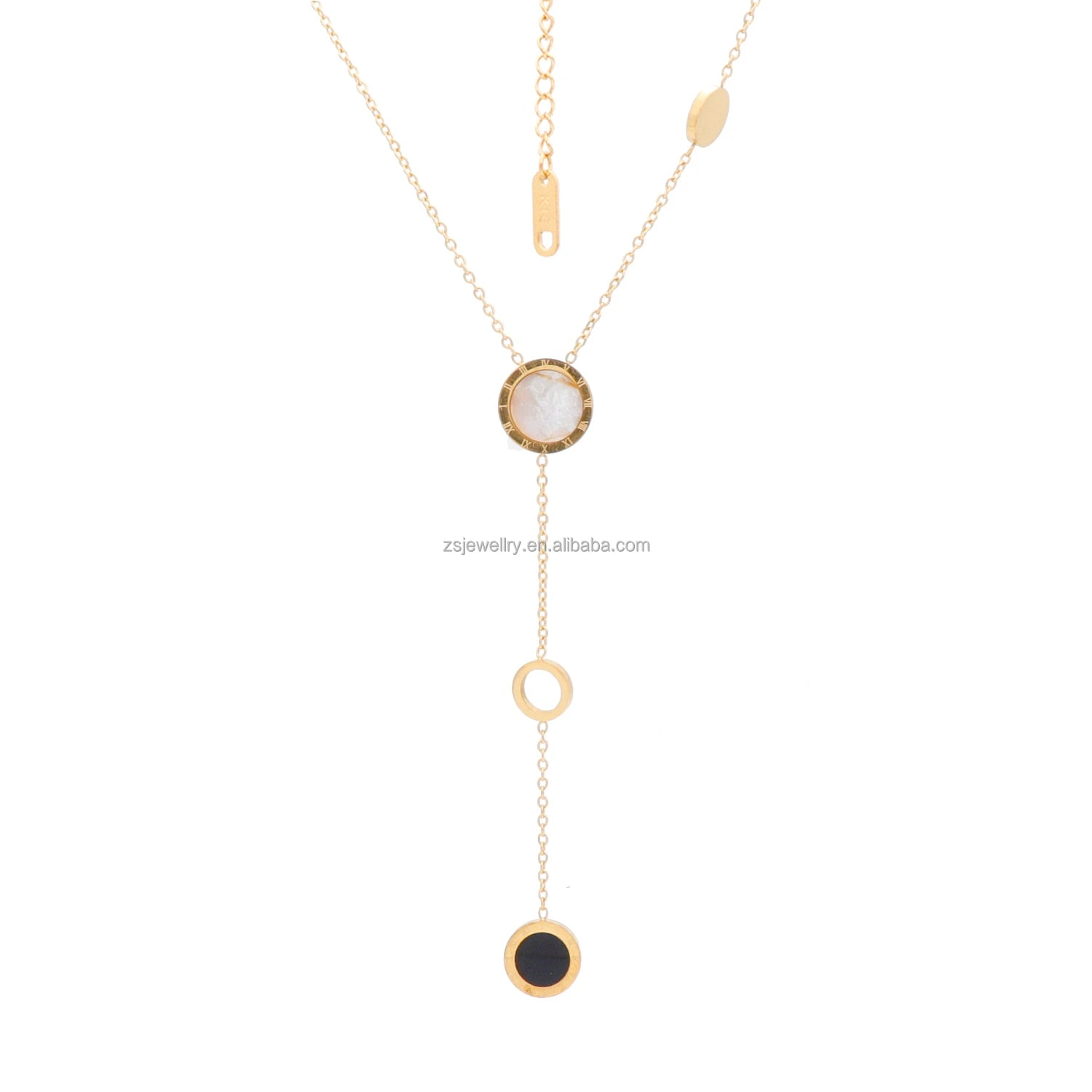 Letter Cartoon Circle Gold Plated Girl Custom Stainless Steel Artificial Element Design Jewelry Anxiety Shell Stone Necklaces