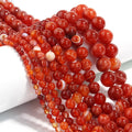Red Striped Agate Beads Natural Gemstone Beads Loose Round Stone Beads for DIY Bracelets and Necklaces