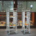 Factory Price 15-Tier Double Pan Stainless Steel GN Pan Trolley Bakery Utility Cart 4-Wheel Casters 300kg/m Load Capacity LFGB