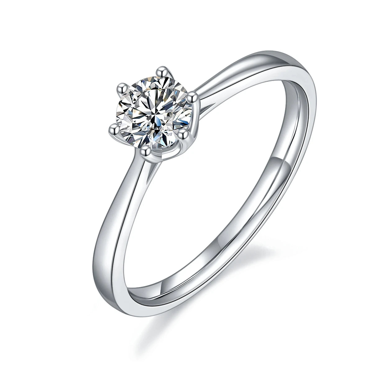 New Style 0.5 Carat Moissanite Golds Ring 5mm 925 Sterling Silver Handmade Ring for Ladies Gift