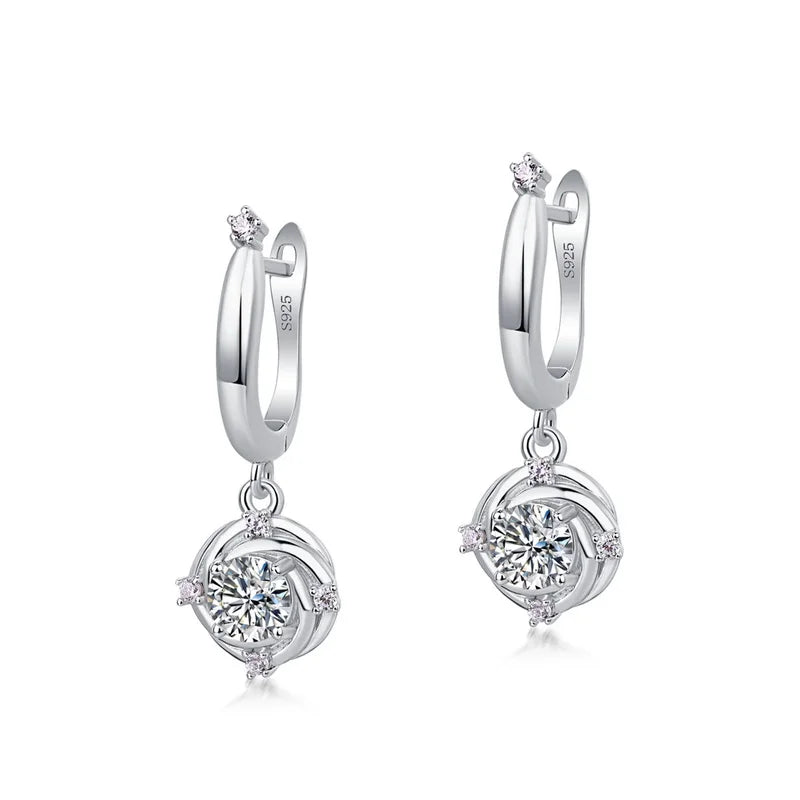 S925 Silver Moissanite VVS2 Dangle Hoop Earrings Women Fashion Drop Earrings for Wedding Party Gift MegaBDM