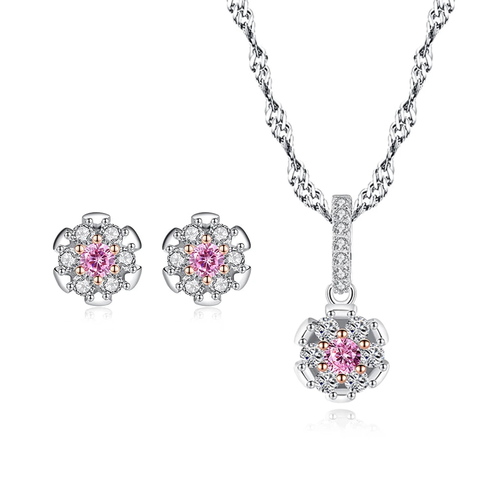 Multicolor Cubic Zirconia Jewelry Set Bridal Jewelry Sets 925 Sterling Silver Korean Jewellery Mothers Day Jewelry Sets