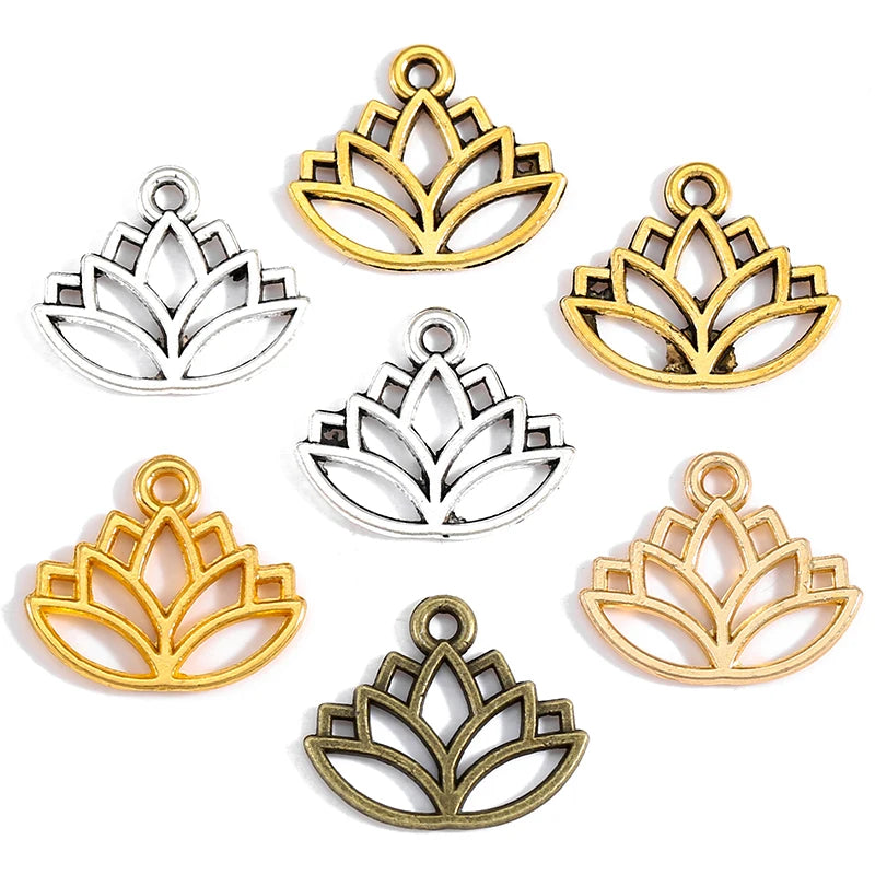 3 Colour Antique Silver Color Jewelry DIY Flower Charms Pendant Necklace Earring Bracelet 14*16mm Q1136