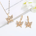 Hengdian Cz Butterfly Earrings 18K Gold Plated Necklace Jewelry Set for Women