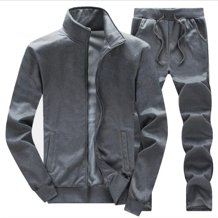 Autumn and Winter New Men's Coat Trousers Two Pieces of Solid Color Sport Coat Casual Slacks Two Pieces of Sport