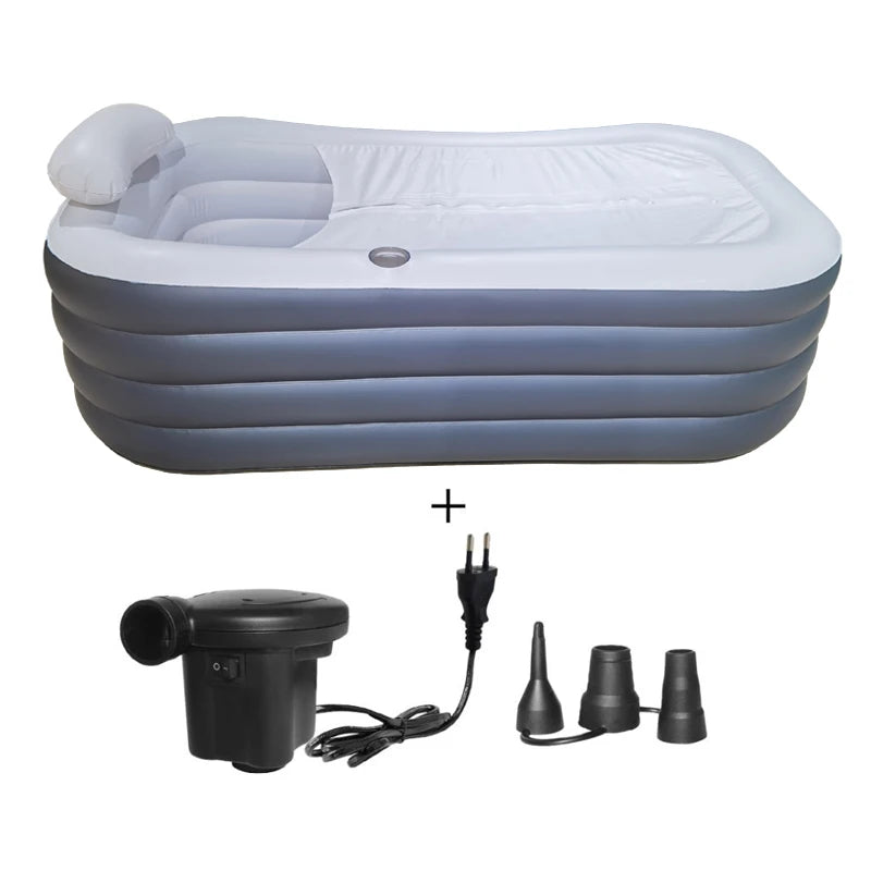 Big Size Free Standing Eco-friendly PVC Deep Soaking Portable Adult Inflatable Folding Bathtub with Lid