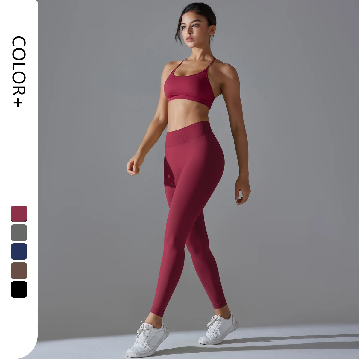 Seamless Hip Lifting Fitness Pants Sports Set High Elastic Fitness Suits Running Yoga Suit