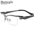 Borregls Titanium Glasses Frame Men Brand Designer Lightweight Square Eyeglasses Half-Rim Semi-Rimless Optical Eyewear 185709