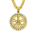 Duyizhao Wholesale Hip Hop Iced Out Bling Rotatable Maple Leaf Pendant Necklace With 8mm Crystal Miami Cuban Chain for Gift