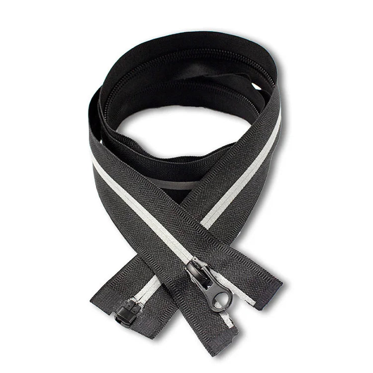 Manufactory Stock 5# Nylon Strip Zipper Outdoor Clothing Jacket Open-end Silver Light Strip Reflective Zipper