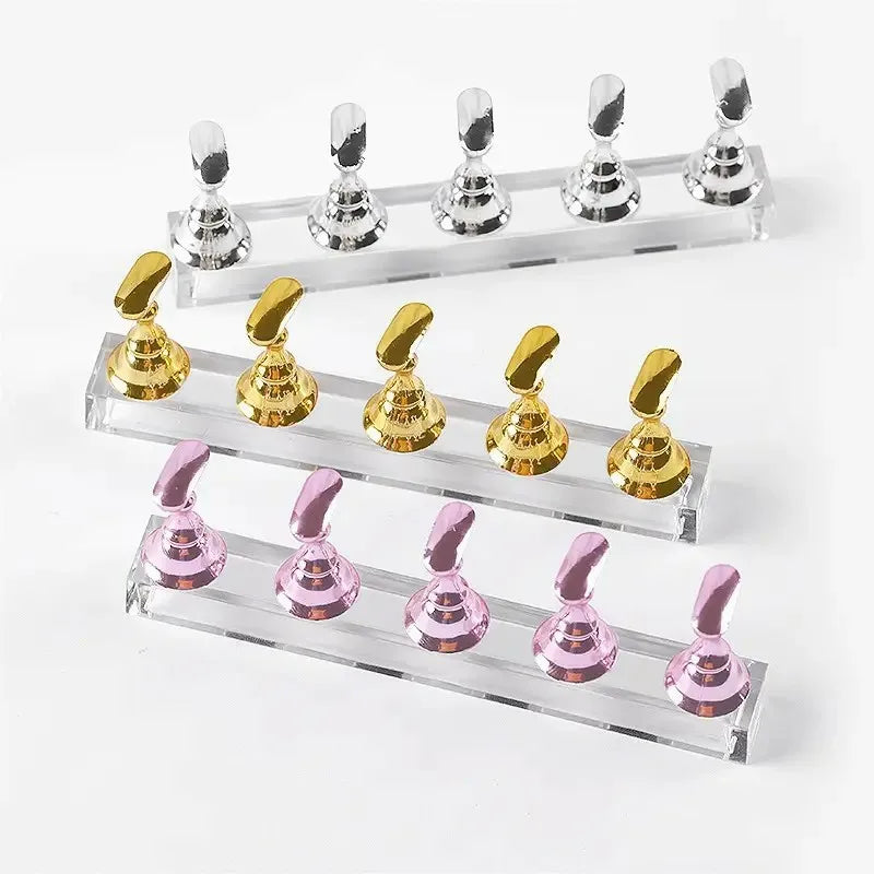 Magnetic False Nail Tips Practice Display Stand Manicure Training Nails Art Display Holder