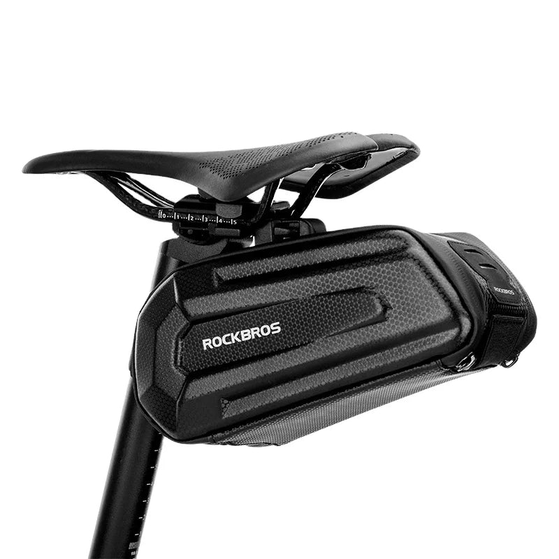 ROCKBROS New Design PU Material Capacity Bicycle Saddle Bag Double Zipper Shockproof Seat Post Rear Bike Bag Accessories