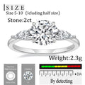 OAHLAN Hot Selling Fashion Jewelry Luxury 2CT Round Cut Moissanite S925 Sterling Silver Rings for Women Engagement Wedding Gift MegaBDM