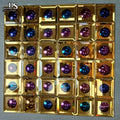 Luxury Glod Resin Glass Mosaic Tile Beveled Decorative Diamond Spell Wall 5 Faces Beveled Glass Tile for Middle East Home Decor