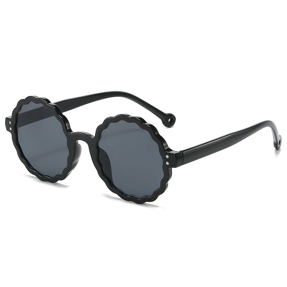 Luxury Sunglasses Plastic Women Fashion Vintage Round Shaped Colorful Cute Flowers Outdoor Sunglasses 2024