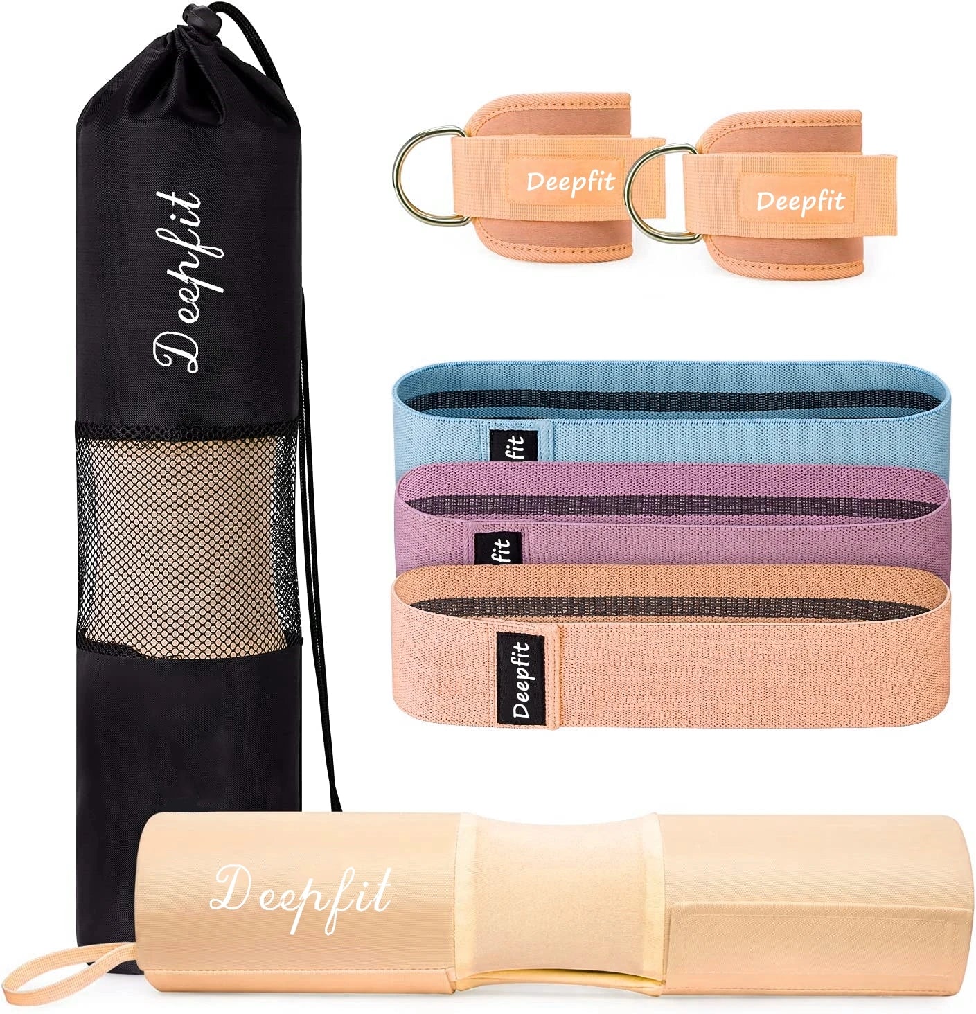 Hot Sale Standard Barbell Bars with Ankle Weight Booty Bands and Carry Bag 7pcs Barbell Pad Set for Squat Hip Thrusts