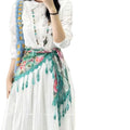 Women Spring Summer Lace Waist Wrap Fabric Belt Triangle Veil Flower Scarf Hijab with Fringe Dress Accessories