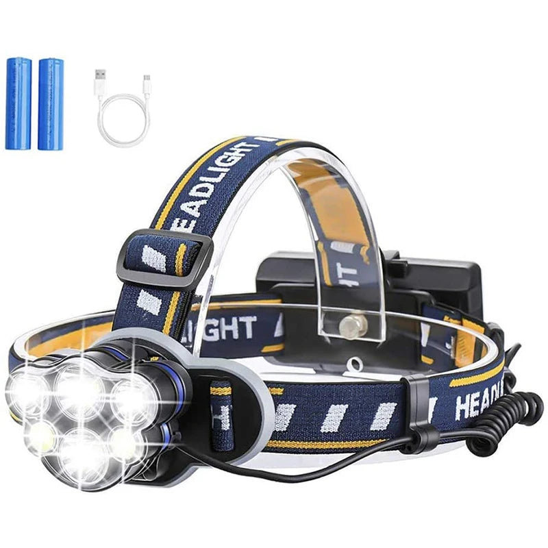 8 Mode 1200 Lumen USB Rechargeable T6/Q5/COB LED Headlamp 6000K Daylight Waterproof ABS CE Approved for Camping/Fishing/Hunting