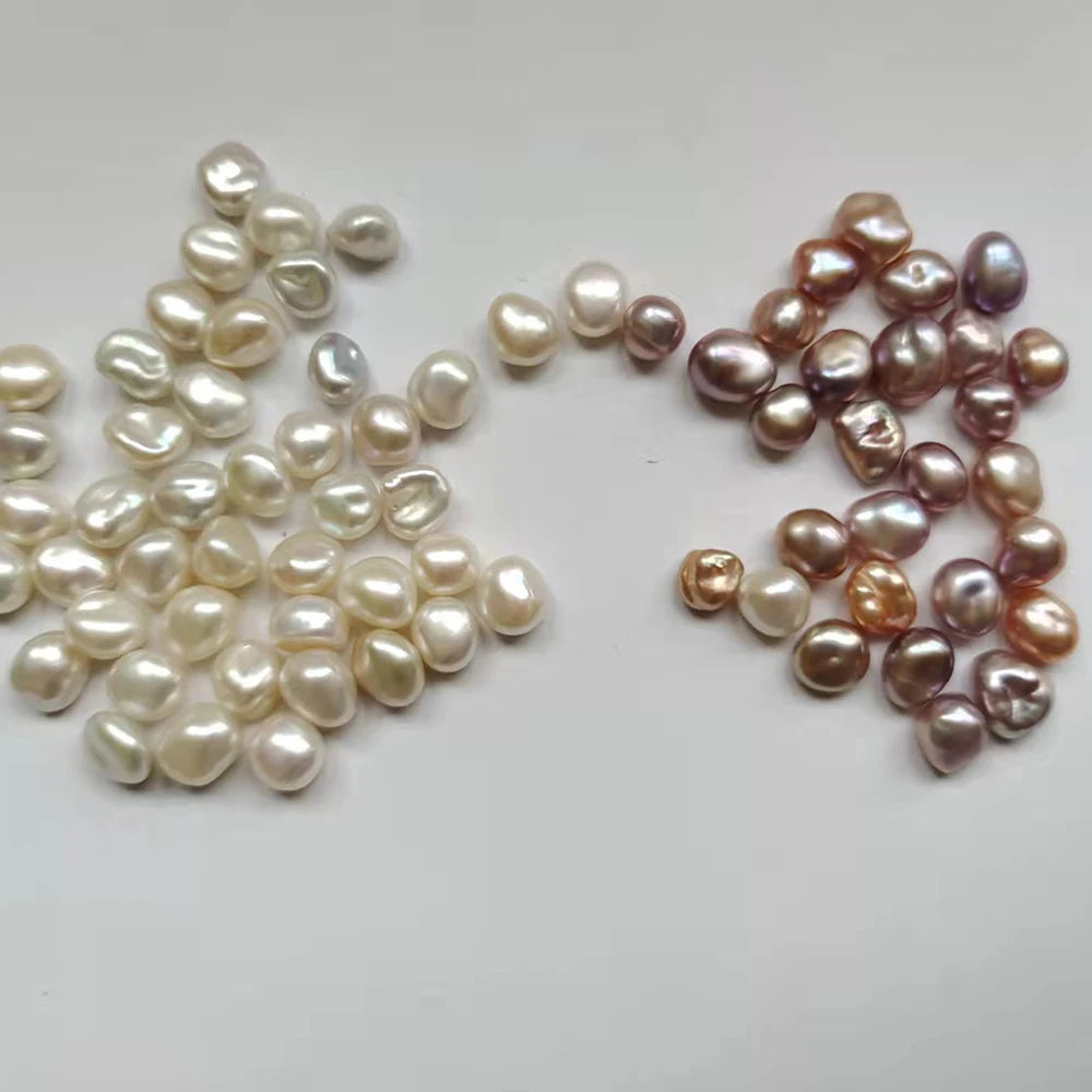 Wholesale DIY High Luster 8-10 mm Freshwater Keshi Baroque Pearl Beads White Nature Loose with Half or No Hole