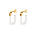 2026 Vintage White Oil Dripping U-shaped Open 18K Gold Plated 304/316L Stainless Steel Jewelry Gift Stud Earrings for Women