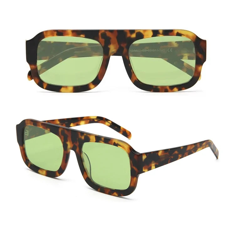 Brand Design Big Vintage Pilot Sunglasses Men Oversized Frame Square Acetate Sun Glasses for Women Sunshade Female Polarized