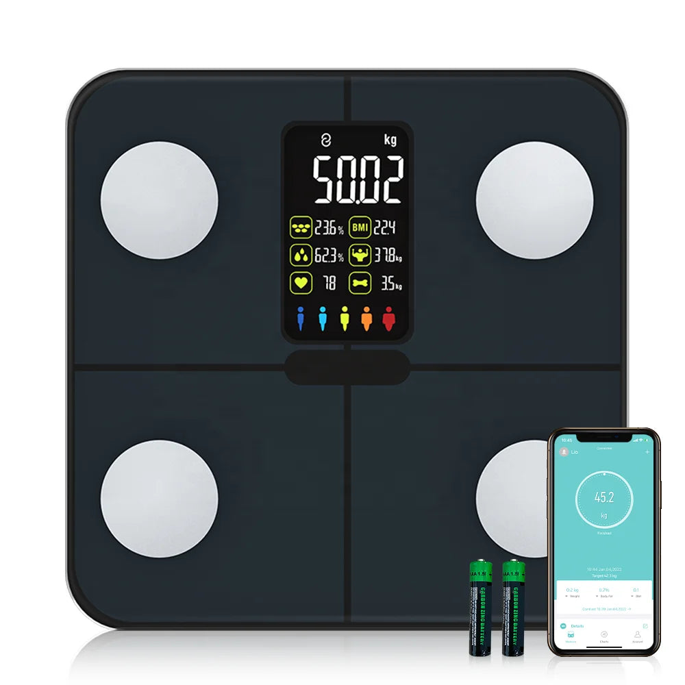 Guangdong for Household Smart Electric Body Fat & Heart Rate Monitoring Bathroom Scale with App 180kg Capacity