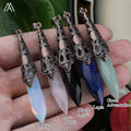 Healing Crystal Stone Pendulum Faceted Point Pendant Antique Bronze Plated Children's Classic DIY Jewelry Supplies