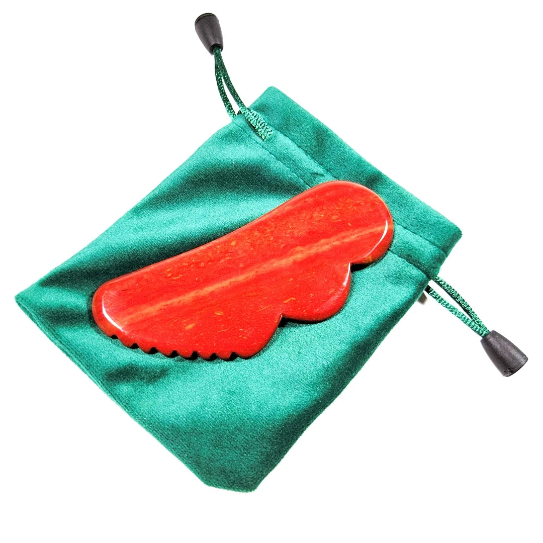 Huiying Short Production Facial Firming Massage Natural Jagged Mookaite jasper Gua Sha Wing Scraping Board Massage Tools