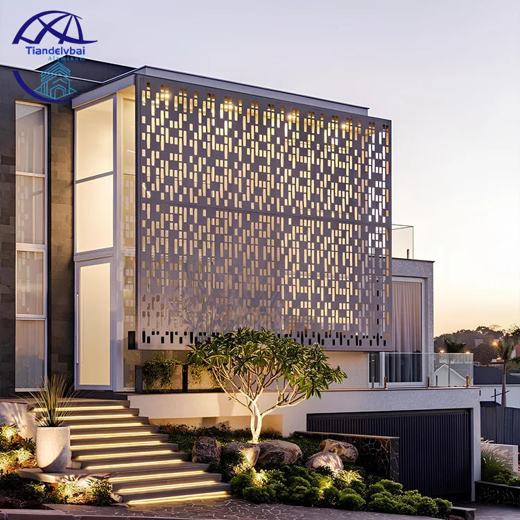 Laser Cut Perforated Aluminum Panels for Mall Curtain Walls-Customizable Sizes & Minimalist Design