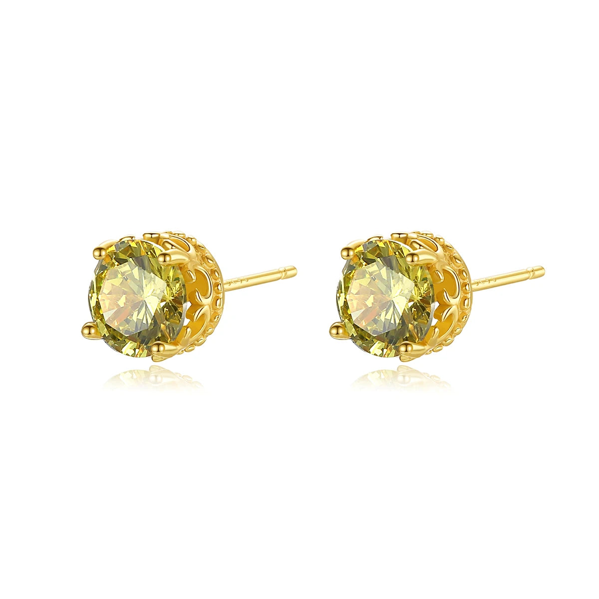 CZCITY 925 Sterling Silver Green Earrings in Silver Jewelry for Women Dainty Wear Simple Minimalist CZ Diamond Stud Earrings