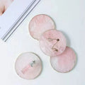 Natural White Stone Marble Crystal Agate Gemstone Coaster Pink with Gold Silver Edge