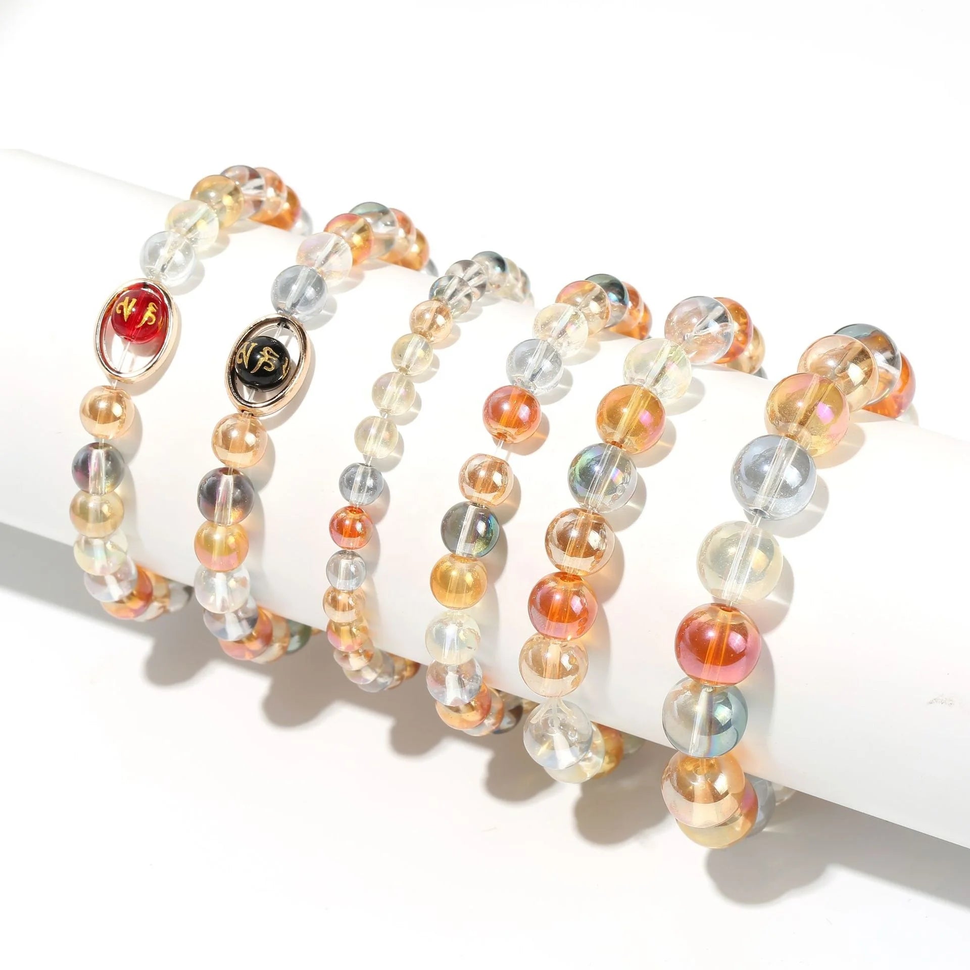 Classic DIY Beading 6/8/10/12MM Colorful Crystal Beads Bracelet Hand String Stretch Beaded Bracelet for Women
