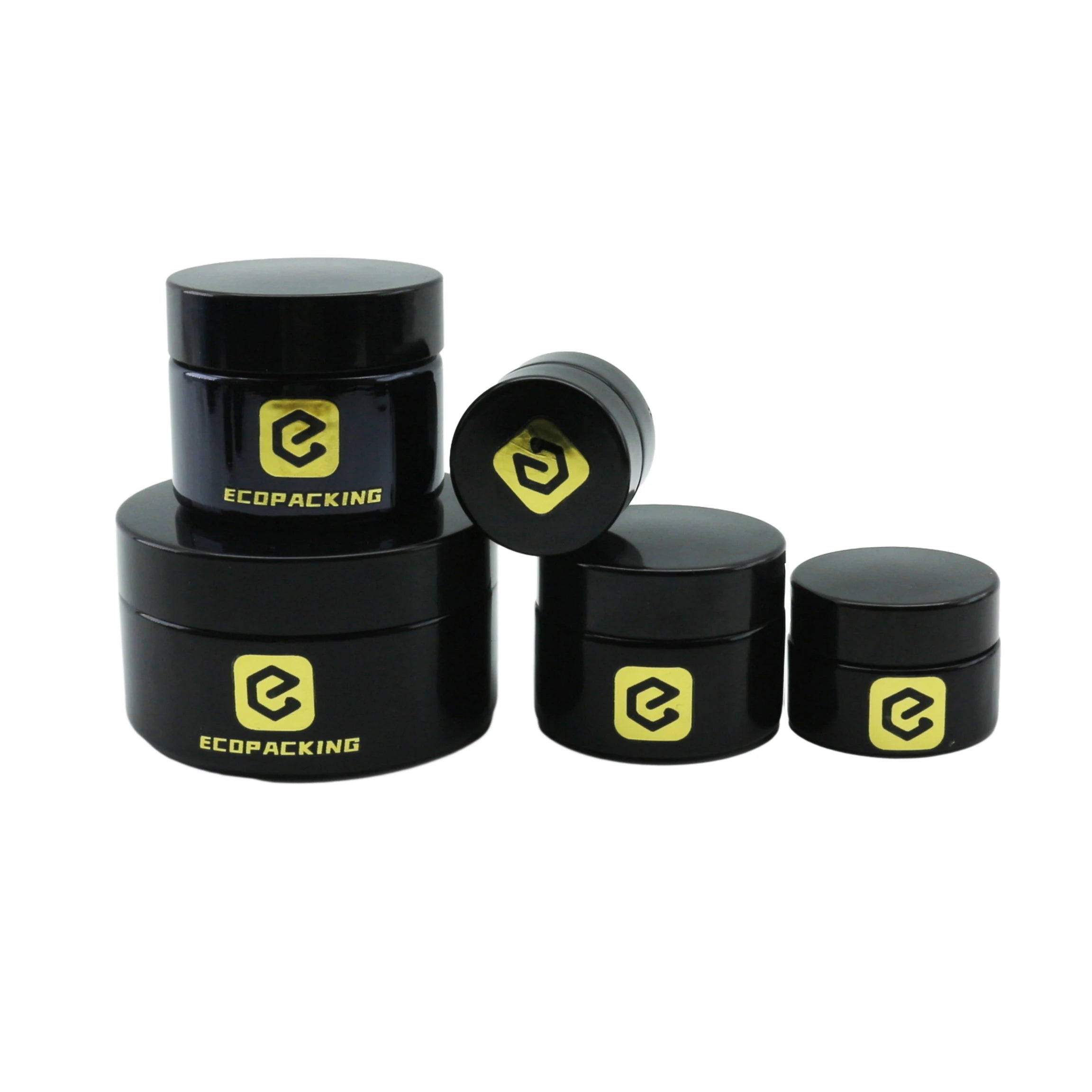 Hot Sale Emtpy UV Black Dark Violet Cosmetic Glass Cream Jar Concentrate Container