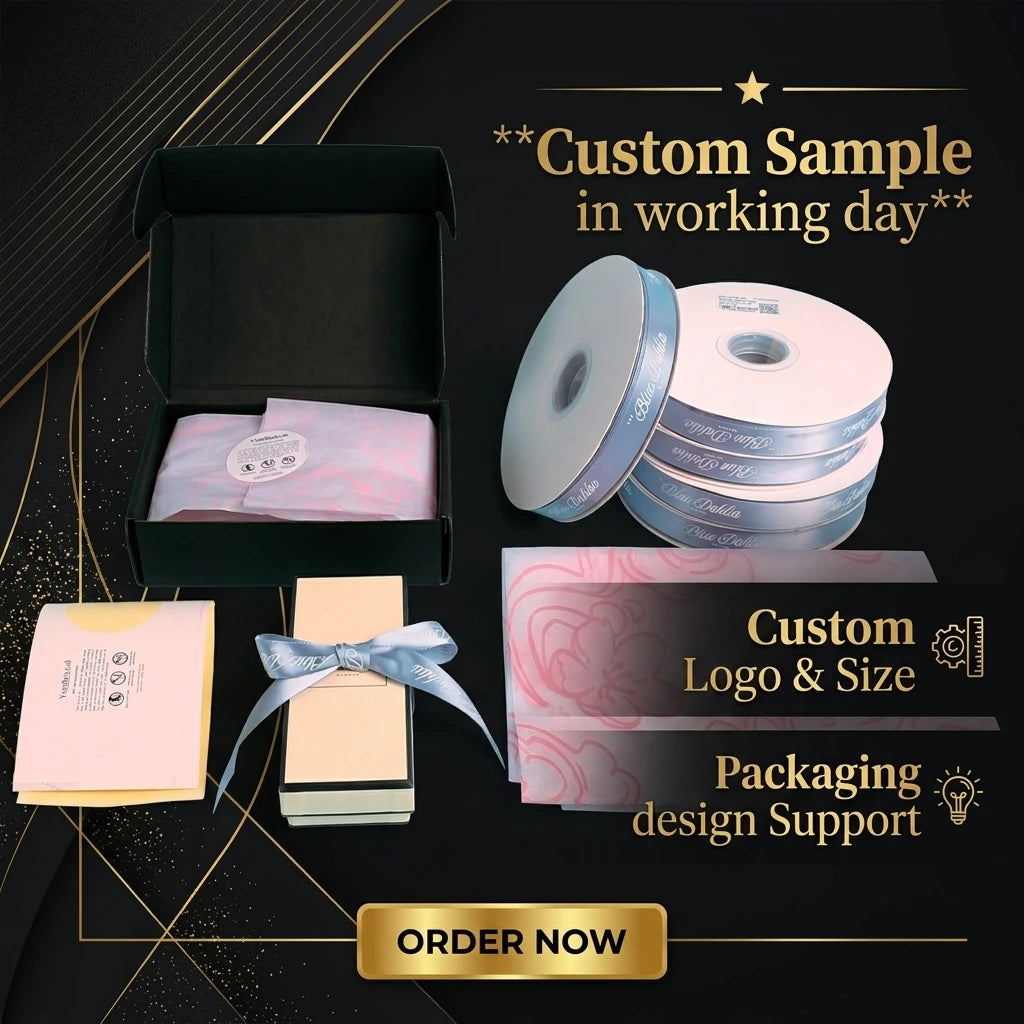 Custom Logo Bio-Degradable Corrugated Mailer Packaging Box Gift Paper with Ribbon and Sticker Label for Clothing