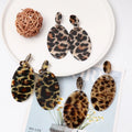 Oval Geometric Pendant Big Acrylic Resin Drop Earrings Print New Vintage Wild Style Leopard for Women Jelery Circular 1 Pair FS