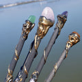 RisingMoon Natural GEM Column Headed Scepter Amethyst Element Fairy Stick Ritual Props Altar Ornaments Crystal Magic Wands