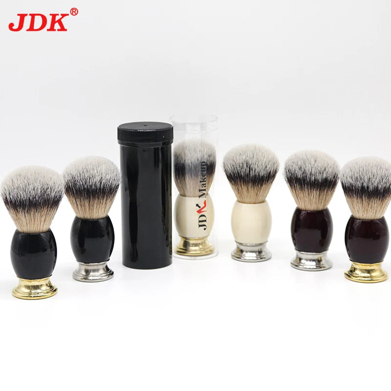 JDK Wholesale Vegan Synthetic Chrome Metal Handle Safety Shaving Brushes with Travel Tube
