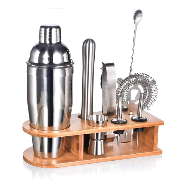 Professional Mixology Bar Set with Custom Logo Bartender Kit & Mixed Drink Shaker Durable Metal Material