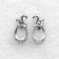 Sterling Silver 6*8mm Semi Mount Stud Earrings Empty Frame Support Blank Setting S925 Base Without Center Stone for DIY Inlay
