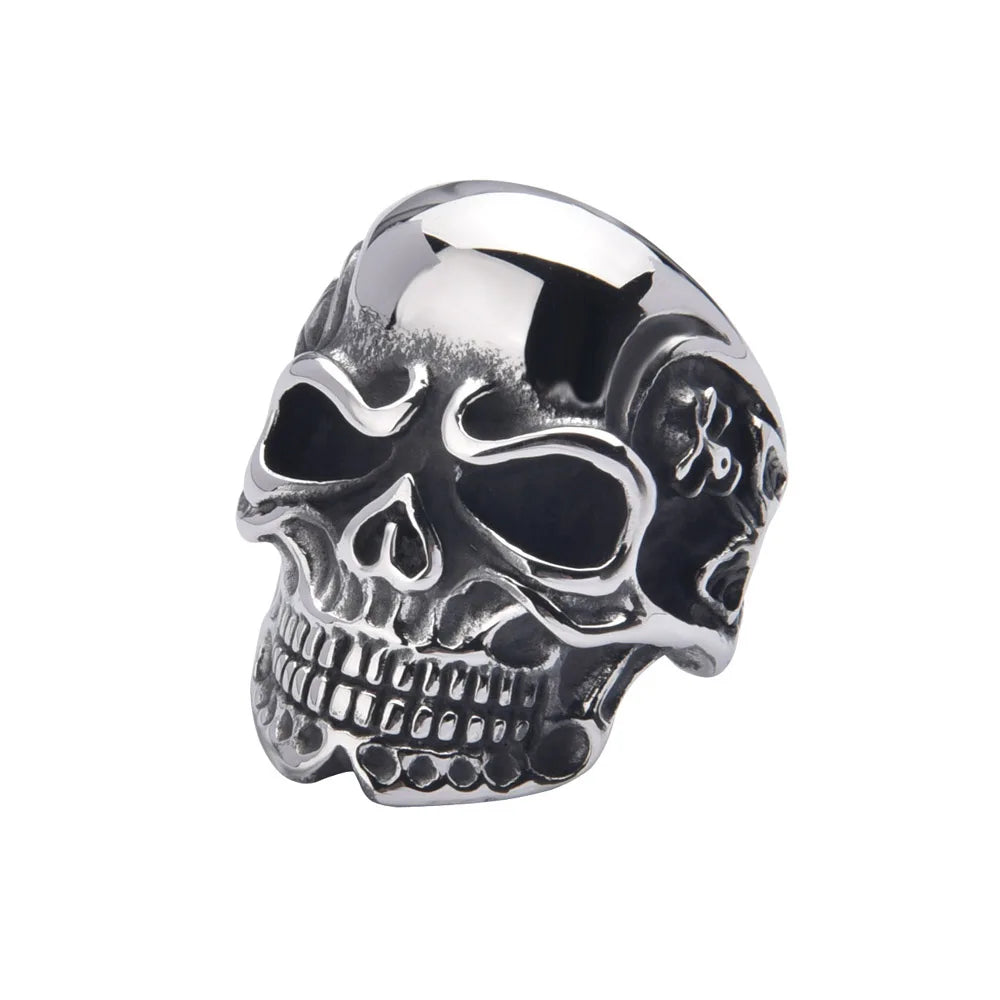 Retro Personality Stainless Steel Ring Skull Ring Men's Punk Jewelry Hand Polished Men's Ring