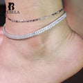Fine Jewelry Anklets 925 Sterling Silver Ankle Bracelet Ankle 2mm Italian Sparkle Flat Mariner Link Chain Anklet for Women