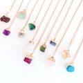 Stainless Steel Natural Birthstone Zodiac Necklace Healing Stone Charm Necklaces