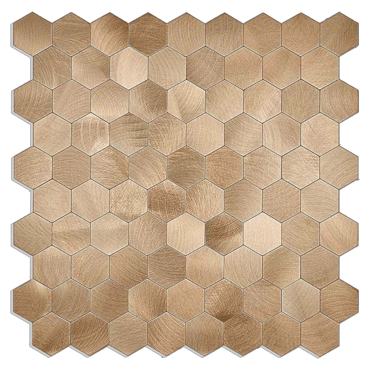 Factory Outlet Hexagon Self Adhesive Mosaic Waterproof Home Decor Bronze Peel and Stick Metal Tiles Decoration Wall Covering